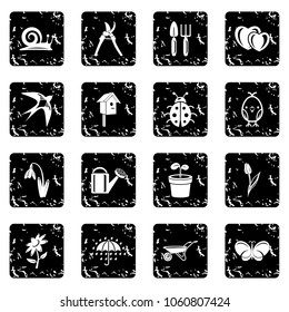 Spring icons set vector grunge isolated on white background 