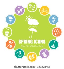 Spring Icons, Vector Illustration