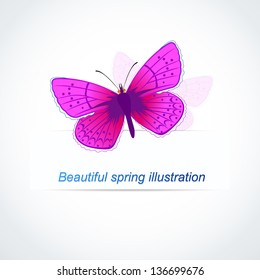 Spring illustration with butterfly