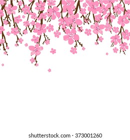 Ilustración primaveral con flores de cerezo.