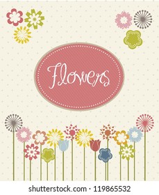 spring illustration with cute flowers . vector