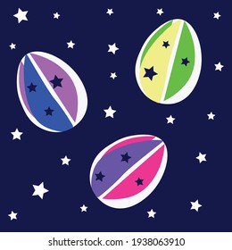 ilustración primaveral de huevos de pascua en estilo espacial