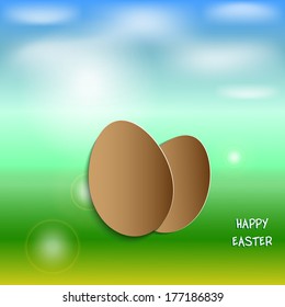 Spring illustration with Easter eggs vector