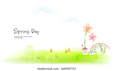 spring illustration with flower. vector background