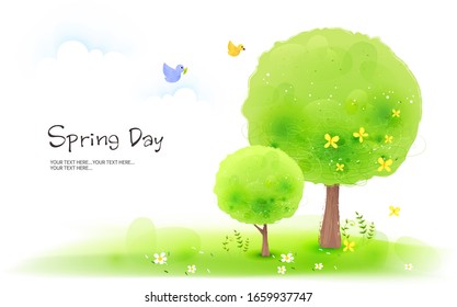 spring illustration with flower. vector background