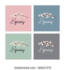 Spring illustration in four colors versions