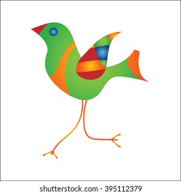 Spring illustration with Funny cartoon bright colors bird for Easter.