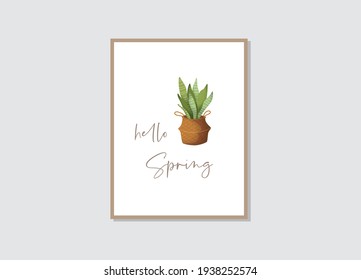Ilustración de primavera para tarjeta de saludo, afiche, medios sociales, pancartas, pared de galería, pegatinas, etiquetas, decoración interior, invitación, tarjeta y otras papelería.