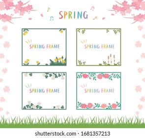 Spring illustration material set drawn in vector