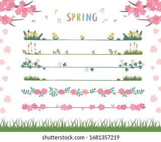 Spring illustration material set drawn in vector