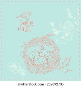 spring illustration with nest