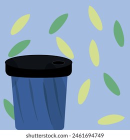ilustración de primavera sobre el tema de un vaso de café y lindas hojas