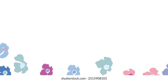 Spring illustration with tulips. Happy birthday, holiday, celebration greeting and invitation card. Colorful floral banner with flowers on light background. Modern floral compositions. Copy space.