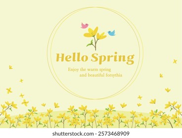 spring illustrations and Forsythia backgrounds
