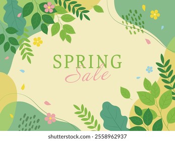 Spring image background with text, vector illustration