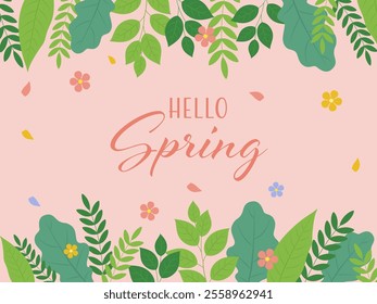 Spring image background with text, vector illustration
