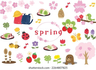 Spring image illustration material set