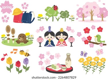 Spring image illustration material set