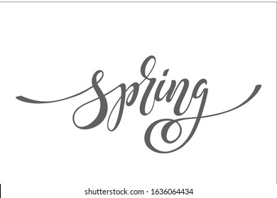 Spring inscription. Modern brush calligraphy. Hand drawn design elements. Logos and emblems. prints and posters. Vector illustration.