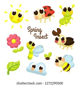 Spring Insects with Cartoon Style