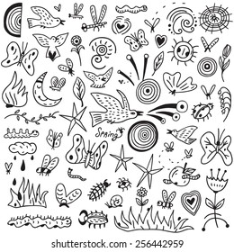 Spring, insects - doodles collection