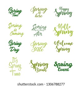 Spring inspirational quotes icon set