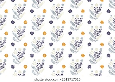 spring inspired floral design with decorative plant bunch and flower ornament in seamless texture for fabric and background

