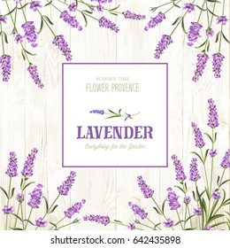 Spring invitation card with lavender flowers. Marriage invitation card with custom sign and flower frame. Lavender frame for provence card. Lavender sign label.