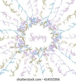 Spring invitations card. Frame of willow.