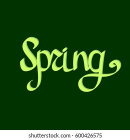 Spring, isolated calligraphy lettering, word design template, vector illustration