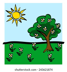 Spring isolated icon symbol in cartoon vector style