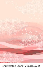 Spring Japanese Pattern Nengajo Nami Background