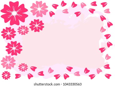 Spring Japanese Sakura Cherry blossoms in pink and white background with copy space.