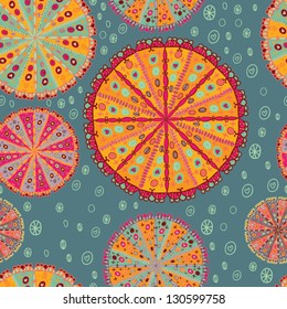 spring kaleidoscope blue seamless pattern