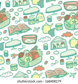 spring kitchen green seamless pattern