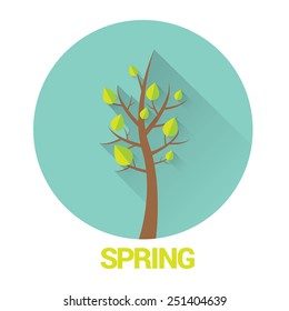 spring label or sign. spring landscape vector illustration can be used for banner and posters.
