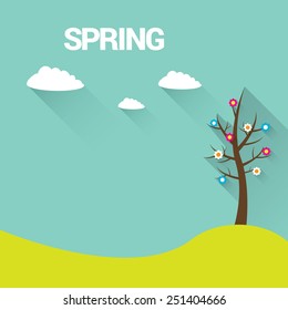 spring label or sign. spring landscape vector illustration can be used for banner and posters.