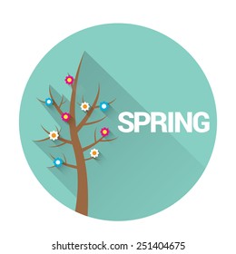 spring label or sign. spring landscape vector illustration can be used for banner and posters.
