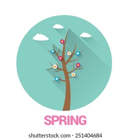 spring label or sign. spring landscape vector illustration can be used for banner and posters.