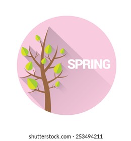 spring label or sign. spring landscape vector illustration can be used for banner and posters.