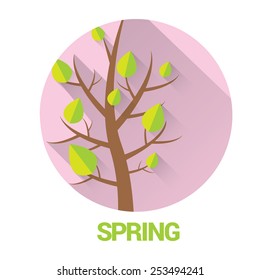 spring label or sign. spring landscape vector illustration can be used for banner and posters.