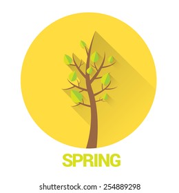 spring label or sign. spring landscape vector illustration can be used for banner and posters.