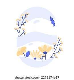 Spring labels. Floral leaves background