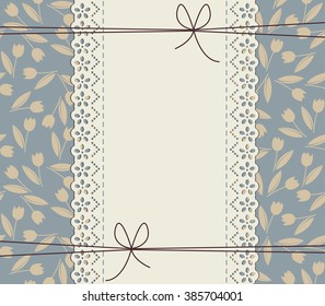 Spring lace frame with tulips can be used for wedding invitation, greeting card , baby shower and more designs.