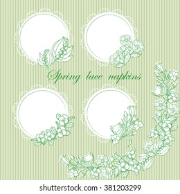 Spring lace napkins. The decor of flowers . It can be used for photos, invitations , labels , frames . Vector illustration.