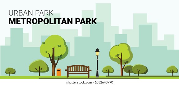 Spring landscape background. Public park. Urban Metropolitan Park. Smart City Park Concept. Flat Vector illustration. svg