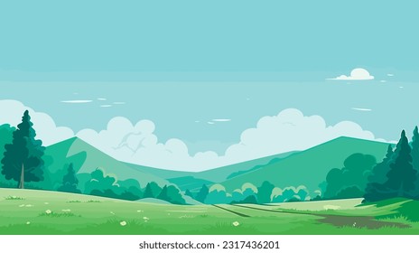 fondo de paisaje de primavera, ilustración simple, vector