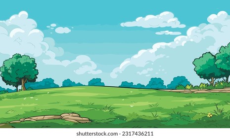 fondo de paisaje de primavera, ilustración simple, vector