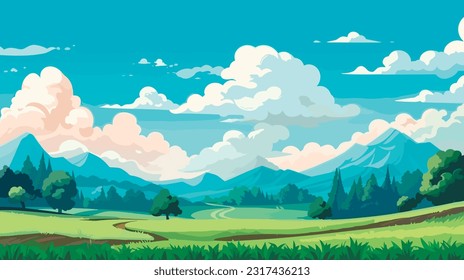 Frühlingslandschaft, einfach, Vektorgrafik