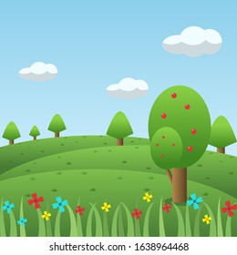 Spring landscape background, sunny day in this season